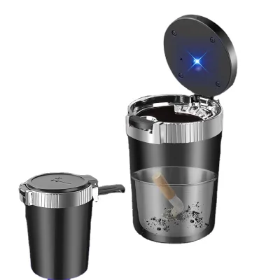 Wholesale Easy Open Detachable LED Light Car Ashtray Smokeless Automobile Organizers