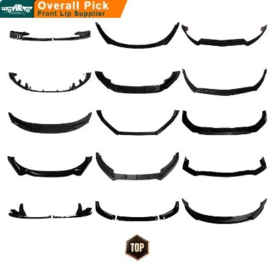 Hongsheng Front Lip Splitter Bumper Chin Spoiler ABS Carbon Fiber Look Gloss Black Car Front Lips