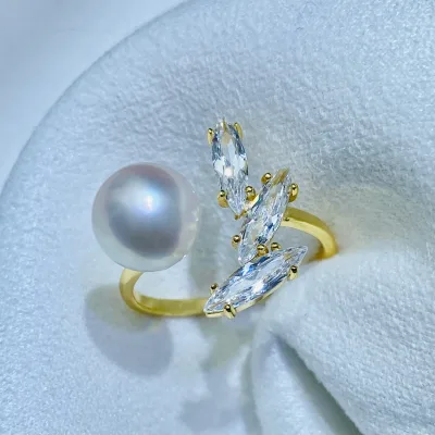 Sterling Silver Pearl Ring Customized New Unique 925 Wedding Engagement Jewelry Zircon Ring for Women