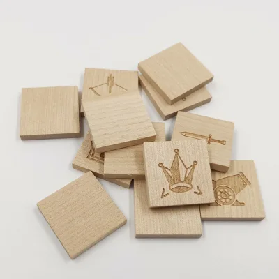 custom square shape engraved  wooden pieces for  board games