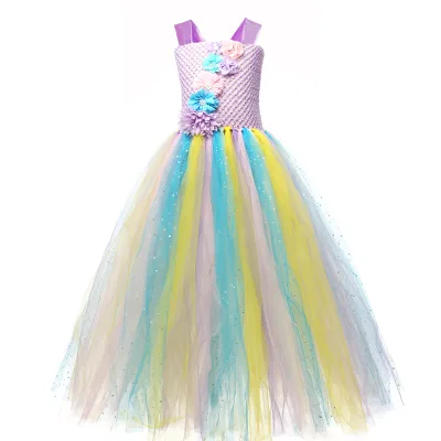 Hot Sale Halloween Costumes Long Elf Fairy Mesh Cosplay Elegant Lace Embroider Princess Dresses