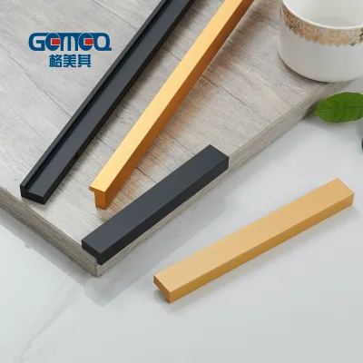 Black Gold Small Long Customized Drawer Handles Aluminum Alloy Kitchen Door Drawer Cabinet Handle