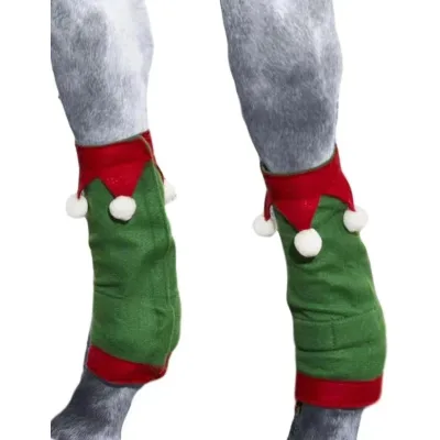 Set of 2 Fly Boots for Horses Xmas Gift Fleece Equestrian Horse Rug and PVC Mesh Leggings with Mask for Riding
