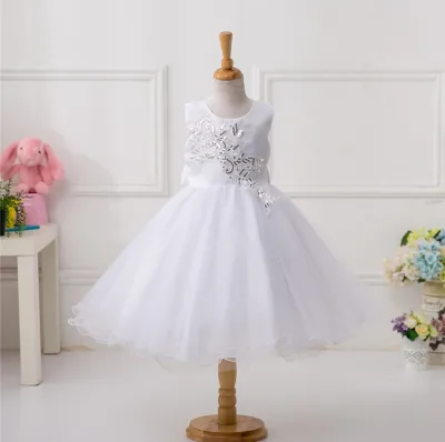 Lace Formal Children's High Low Long Cotton Flower Girls Summer Evening Dresses