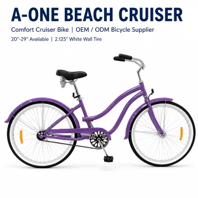 Classic Retro Curved Low Frame bicycle Spring Suspension Seat Post Swept Back High Handlebars Summer Beach Riding Bike
