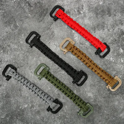Tactical Paracord Keychain Lanyard with Carabiner Clip Braided Rope Handle for Water Bottle, D Ring Hanger Hook for Hiking
