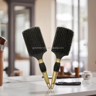 Customized Logo Square Nylon Mixed Boar Bristle Hairbrush Massage Paddle Cushion for Women or Men