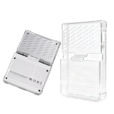 TPU Protective Case for Trimui Brick Pro Handheld Console (Model TG4040) Crystal/Crystal Black Shell with Wrist Strap
