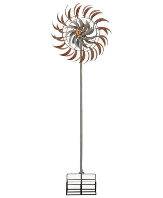 Vintage 3d Kinetic Metal Outdoor Garden Sculpture Fatima Hansa Wind Spinner Handmade Powder Coated