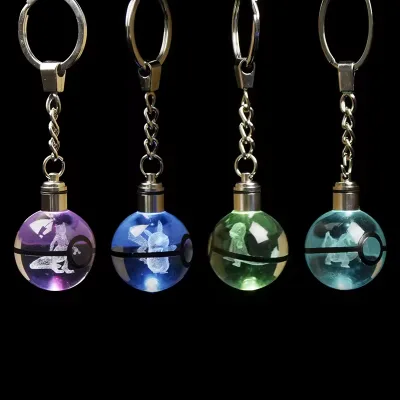 Hot Selling Lovely LED Crystal 3D Keychain for Creative Birthday Gifts