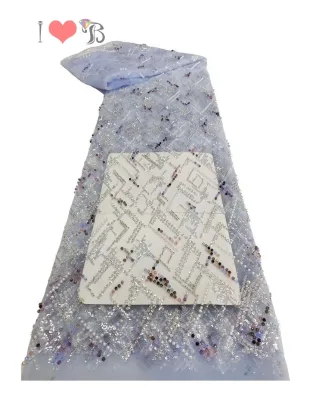 Beautiful design beaded pearl lace fabric high quality bridal lace fabric beaded lace fabric