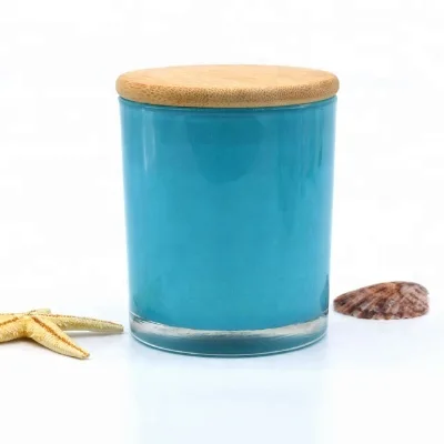 A07p Color Spray Soywax Scented Candle in Glass Jars with Wooden Lids Tumbler Candle for Home Decor Customization