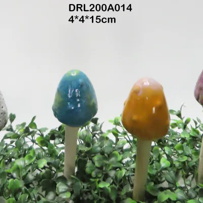 Colorful Garden Mushroom Fairy Garden Mushroom Toadstool Ceramic 4-Colour 6-Pieces  Garden Pots Decoration Pottery