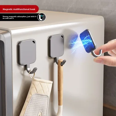 Magnetic Hook Punch-free Door Back Wall Magnet Hook Strong Load-bearing Refrigerator Side Hook Kitchen Storage Rack Modern Hook