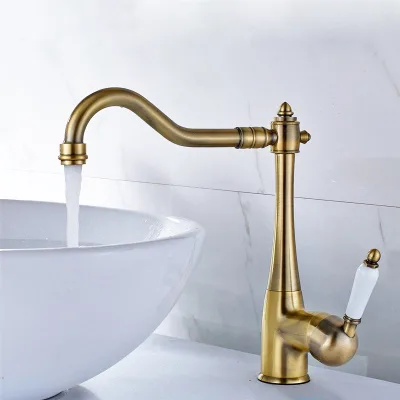 Hot Sale Gold Brass Single Hole Single Handle Kitchen Faucets