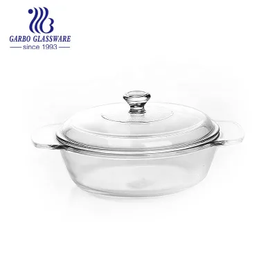 1.5L High Borosilicate Heat Resistant Glass Casseroles with Cover Daily Used Glass Soup Pot clear Glass Large Serving Casseroles
