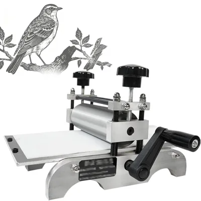 Bview Art Manual Printmaking Press Adjustable Roller Height 5cm Diameter Etching Woodcut Printing Embossing Press for Artists