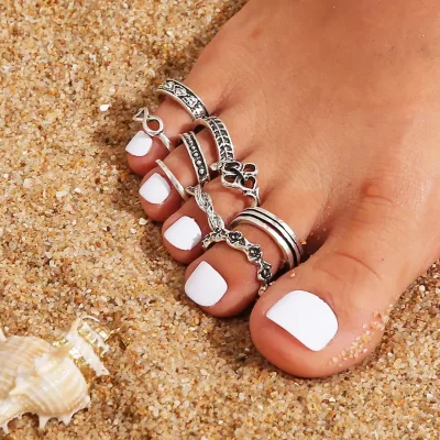 New Arrival Summer Vintage Flower Knuckle Open Ring Toe Rings for Women