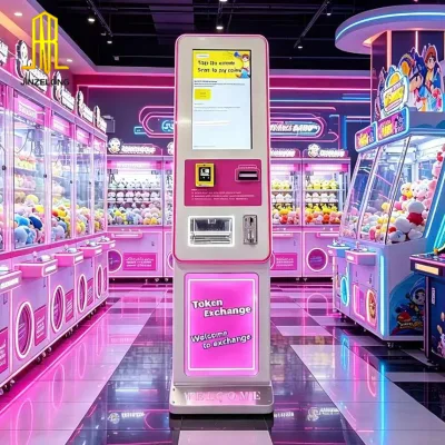 21.5inch Touch Screen Automatic Coin Changer Machine Multi-Currency Bill to Token Exchanger for Claw Machine Token Dispense