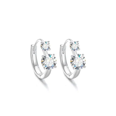 S925 Sterling Silver Moissanite Simple Four-claw Ear Hook Cross-border Best-selling European and American Hot Model High-