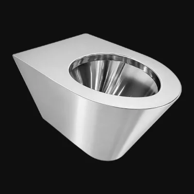 Kuge Architectural Anti Vandal SUS 304 Stainless Steel Wall-Hung Toilet P-Trap Water Closet for Prison Facility