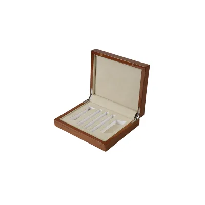 Gloss Solid Wood Clamshell Gift Box With Custom Gold Stamping Logo, Lined Wooden Storage Box for Pen Perfume Jewelry Packaging