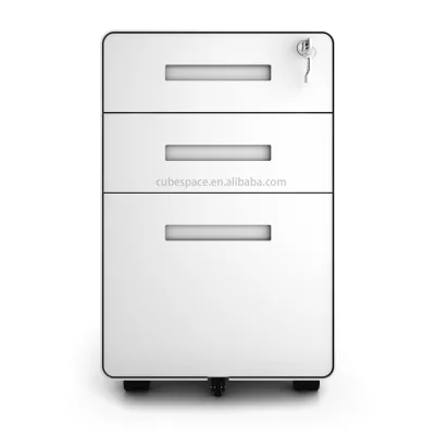 Modern Round Lockable 3-Drawer Steel Mobile Pedestal Cabinet with Fireproof & Pest/Rodent Prevention for Home Office School Use