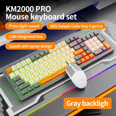 Reliable KM2000 Mechanical Color Film Keyboard USB Type C Integrated 101 Keys Rainbow Backlight ABS 560g 10M Keystrokes 1.5M PVC