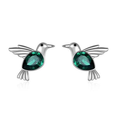 Full Custom Earrings Cubic Zircon Women Minimalist 925 Hummingbird Silver Sterling Earrings