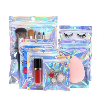Laser Packaging Bag, Self-Sealing Bag, Laminated Bag, Holographic Aluminum Foil Plastic Bag, Rainbow Iridescent Jewelry Bag