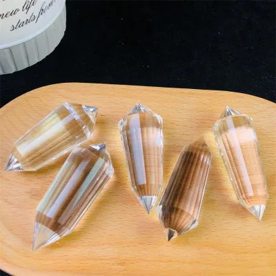 Wholesale 24 Sides clear Quartz Crystal Vogel Double Terminated Quartz Crystal Points Healing Wand for Decoration