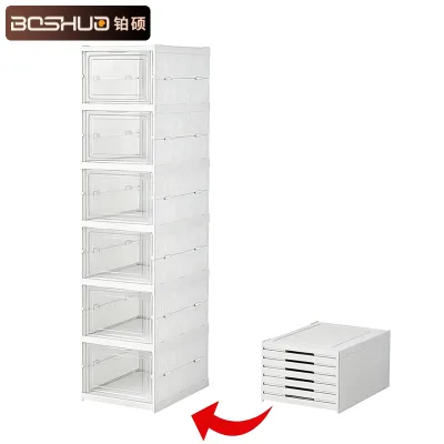 Minimalist Foldable Clear Space-Saving Shoe Storage Boxes 12-Piece Stackable Plastic Containers with Lids for Women/Men