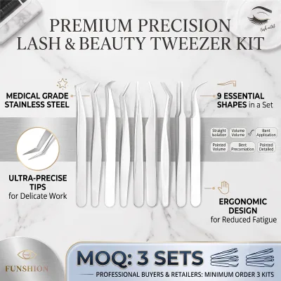 Private Label Volume Lash Extensions Tweezers Set Manufacturer Low Price Silver 1.5mm Thickened Multi Color Lash Grafting Tools