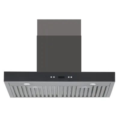 T Shape Black Stainless Steel Range Hood With Chimney Wall Vent Hood Smart