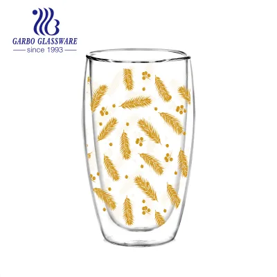 High Quality 2025 Christmas Sales Coffee Drinking Double Wall Glass Customized Design Double Wall Insulated Coffee Glass Cup