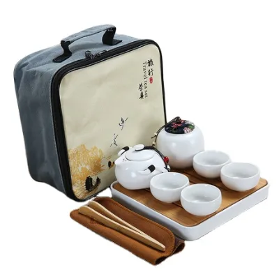 Chinese Traditional Travel Tea Set With Tea Pot Teacup and Tea Tray