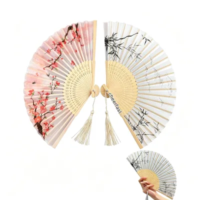 Perfect Products Manufacturer Handheld Fans Silk Folding Fans with Bamboo Frames for Dancing Party