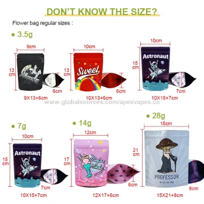 Resealable mylar bags with customized Logo Printed Design Zipper Custom Mylar Bags