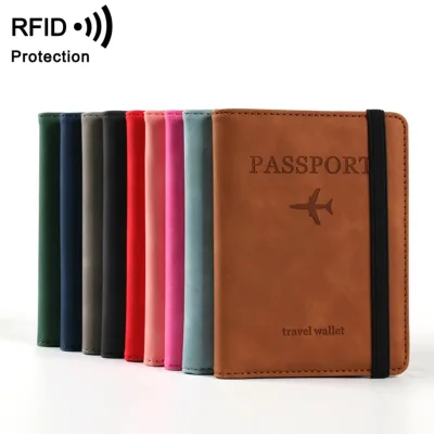 Pu Leather Strap RFID Passport Holder Protective Cover Travel Wallet Card Bag Ticket Holder Custom Logo