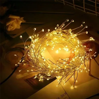 USB Remote Control Firework Fairy Lights Dimmable Copper Wire Cluster Lights Christmas Wedding Bedroom Home Decor