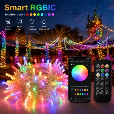 Smart RGB LED Light Strings App Music Sync IP65 Clear PVC Wire 3x3M 900 LEDs Multi Colour DJ Stage Outdoor Decor