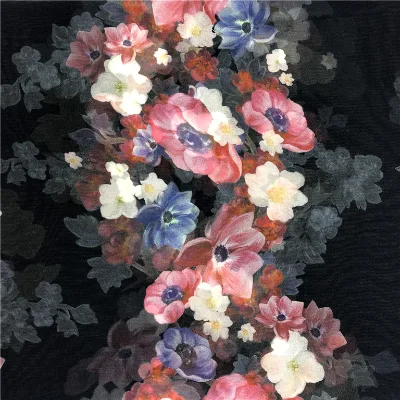 Hot Sale Floral Print Organza Fabric for Digital Print