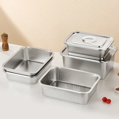 Custom Size Eco-Friendly Durable Stainless Steel Strainer Basket Rectangle Square Colander Dishwasher Safe for Filtering