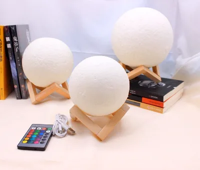 7 Colors LED 3D Moon Lamp Indoor Decoration USB Charging LED Moon Night Light Lamp