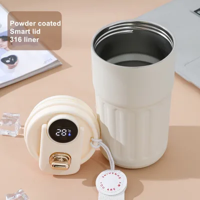 316 Vacuum Coffee Cup Powder Coated Led Temperature Display Thermal Cup