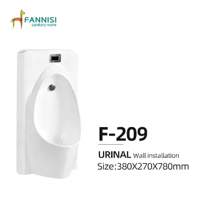 FANNISI Chinese Rectangle Wall Urinal White Porcelain Toilet Bowl with Sensor for Male Wc Public Toilets