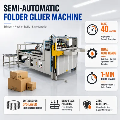 BZD 180 Degree Correction Motorized Feed Table Carton Edge Gluer Cardboard Box Gluing Machine 180 Degree Correction Gluer