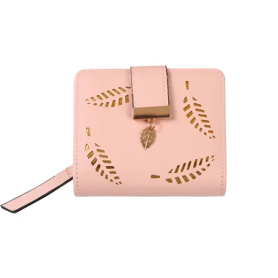 HY198 Factory Wholesale Purse Female Short Leaf Long Wallets Fashion Zipper Card Bag