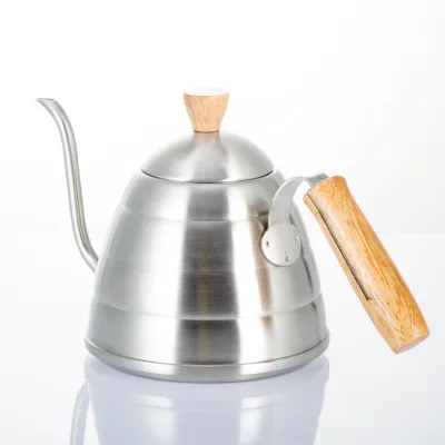 Manufacturer Customized Logo and Color Stainless Steel Teapot None Electric Gooseneck Coffee Tea Kettle With Wood Handle