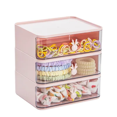 Multi Layered Hair Accessories Drawer Storage Box Dustproof Cute Bunny Handle Multifunctional Desktop Jewelry Box